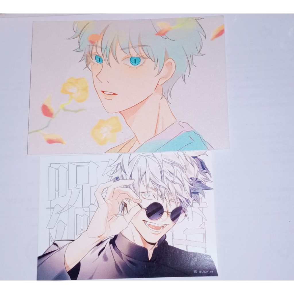 Wts ready stock Postcard 4 harga 25k artprint neppuri net print pcone piece (crocodile), demon slaye