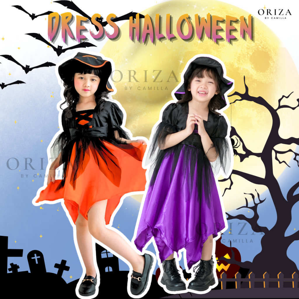 Kostum Penyihir/Kostum Halloween Penyihir Pumpkin/Kostum Nenek Sihir Untuk Anak