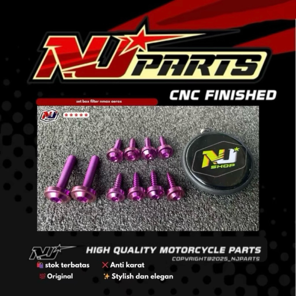 set baut titanium baut filter nmax aerox new/old baut titanium baut box filter isi 10pcs baut titani