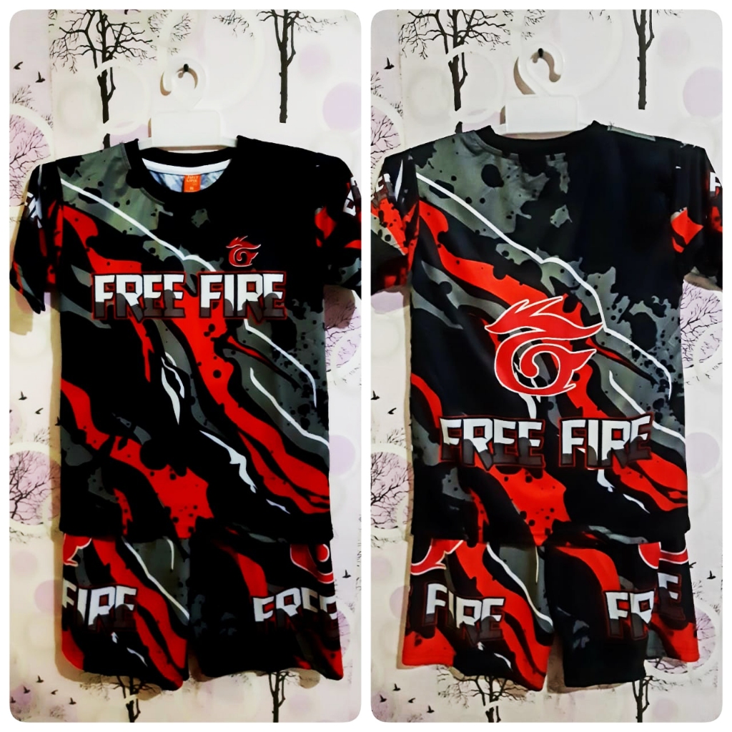 COD BAJU FREE FIRE TERBARU | SETELAN FF ANAK LAKI LAKI | Setelan Heroic Red Kaos Celana FF Angel Cal