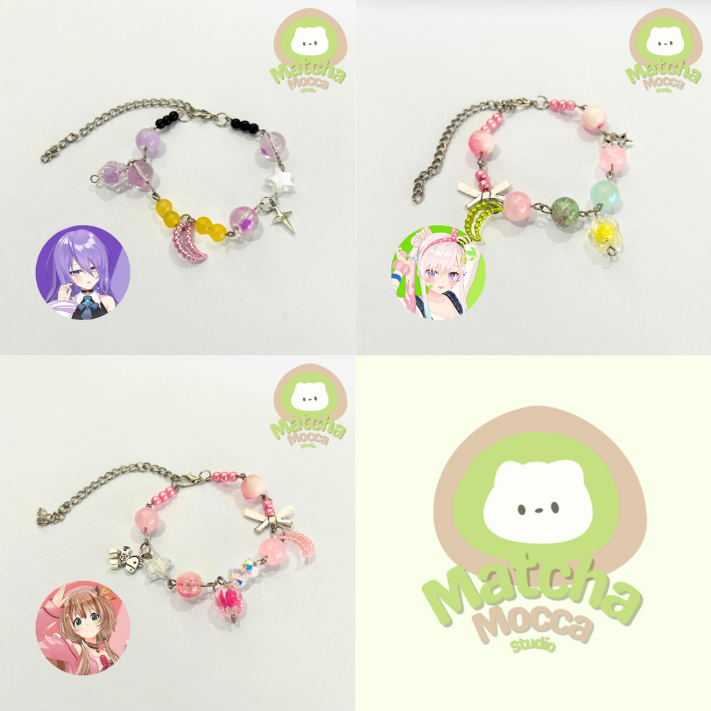 Hololive ID Gen 1 | Moona | Risu | Iofi | Anime Vtuber Bracelet | Cute Bracelet | Gelang Manik