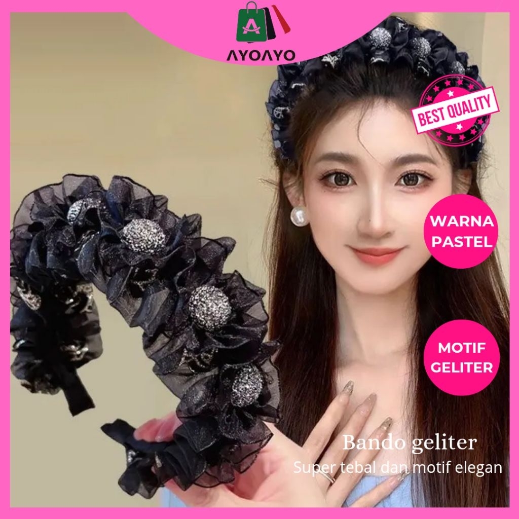 Bando Korea / Bando Wanita / Bandana Wanita / Bando Bandana mutiara diamond