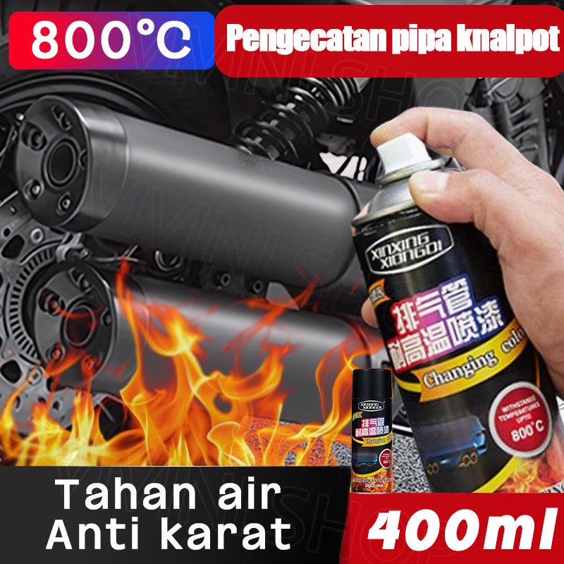 Cat Semprot Tahan Panas Knalpot Cat Anti Panas Hitam Cat Motor Mobil Tahan Panas 800°C Anti Kotoran 