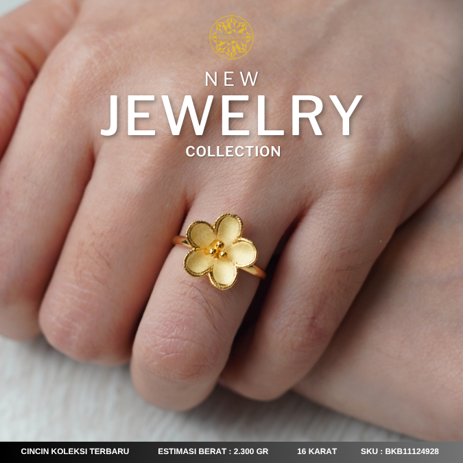 KOHINOOR CINCIN EMAS GOLD BUNGA EMAS YELLOW GOLD 16K EMAS SIZE 14