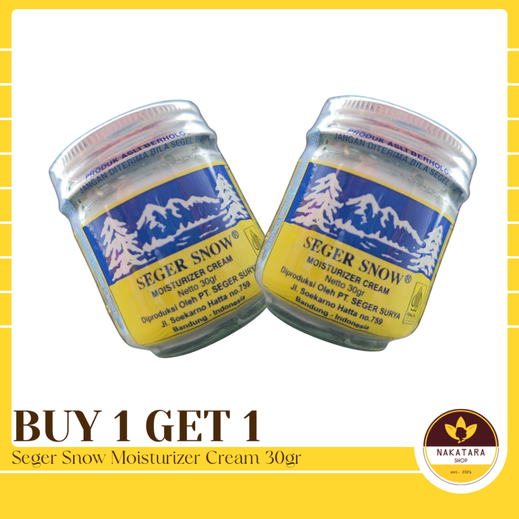 Paket Bundling Hemat (BUY 1 GET 1 FREE) SEGER SNOW BOTOL KACA Moisturizer Cream 30gr | Cerah, Lembut