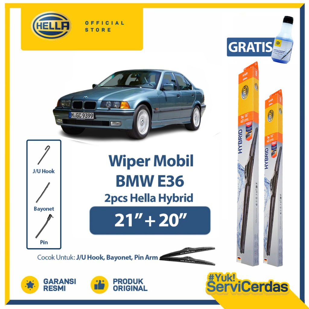 Wiper Mobil BMW E36 21" + 20" (2pcs) - HELLA Hybrid