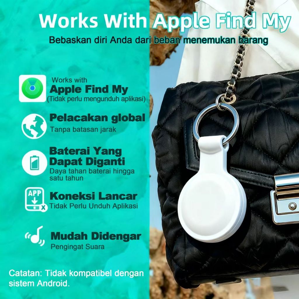 MiLi MiTag Go Pelacak Pintar iOS Mini Air GPS Pencari Motor Pencari Kunci & Barang Hilang Melacak Lo