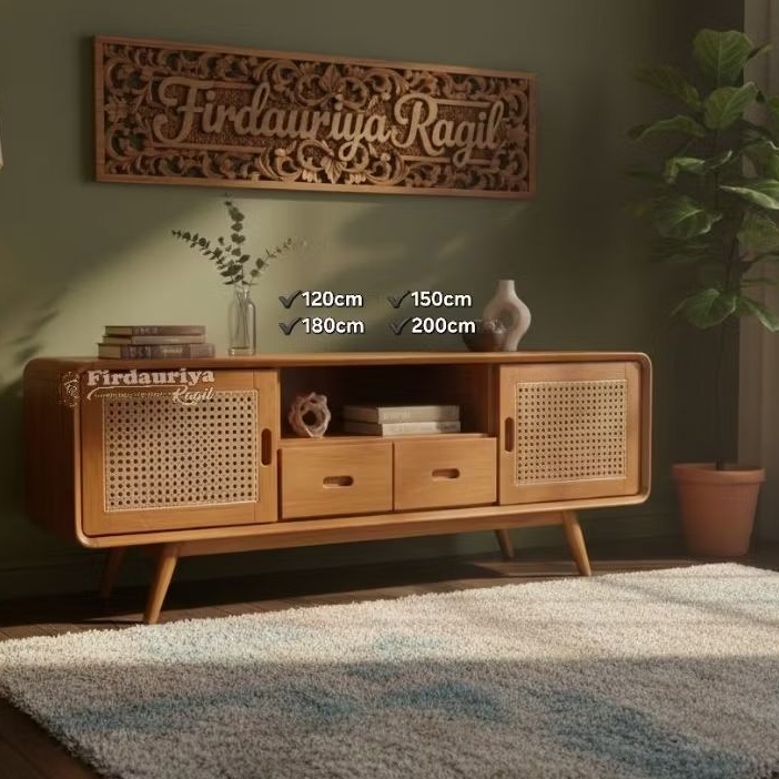 Buffet bufet bifet tv meja tv kayu jati minimalis antik jepara mebel pintu lemari almari laci 2 mura