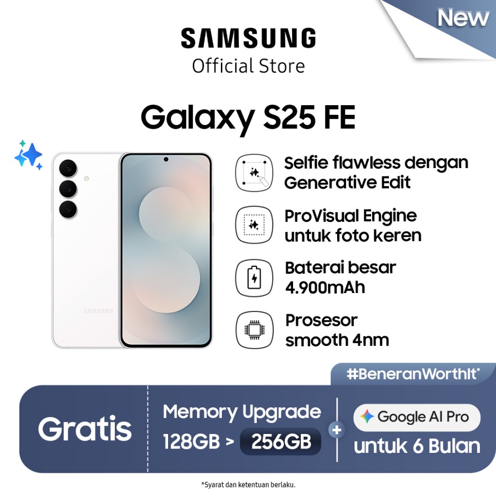 [Free Upgrade From 128GB] Samsung Galaxy S25 FE 8/256GB - White