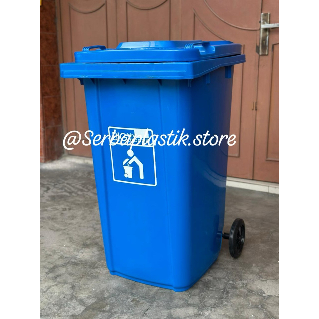 tempat sampah besar jumbo plastik 240ltr roda / tong sampah jumbo segi / tempat sampah roda besar tu
