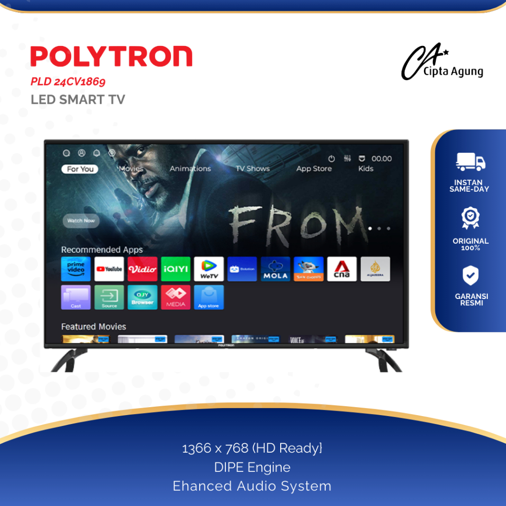 POLYTRON LED 24 INCH SMART DIGITAL TV - PLD 24CV1869 YOUTUBE 24CV 1869 SMART TV LED POLYTRON PLD24CV