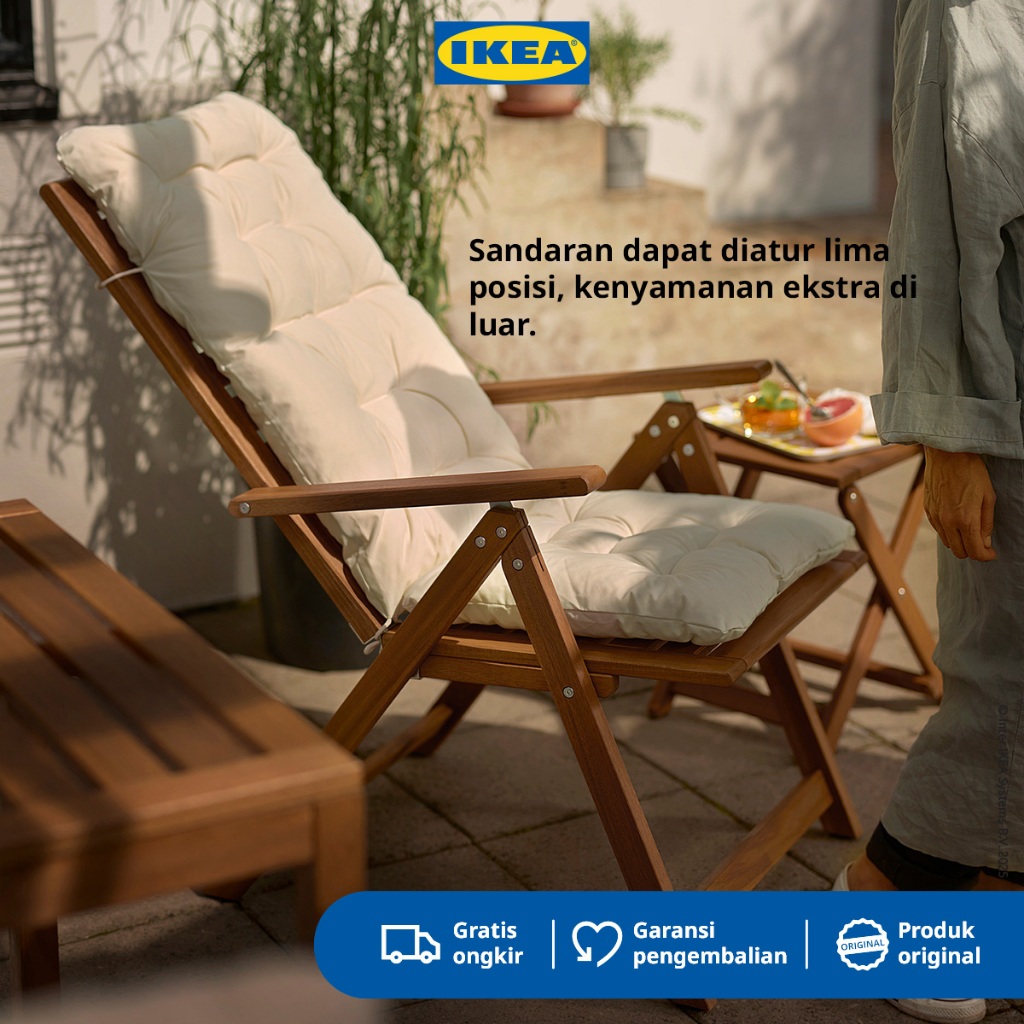 IKEA NAMMARO Kursi Santai Recliner Dapat Dilipat Diwarnai Cokelat Muda