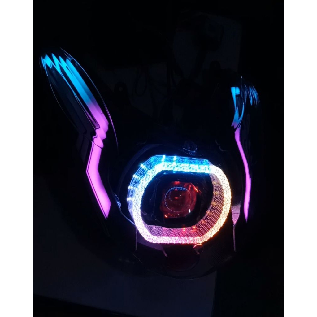 mio soul karbu reflektor depan Mio soul karbu custom BILED RGB plus lazy RGB Fullset