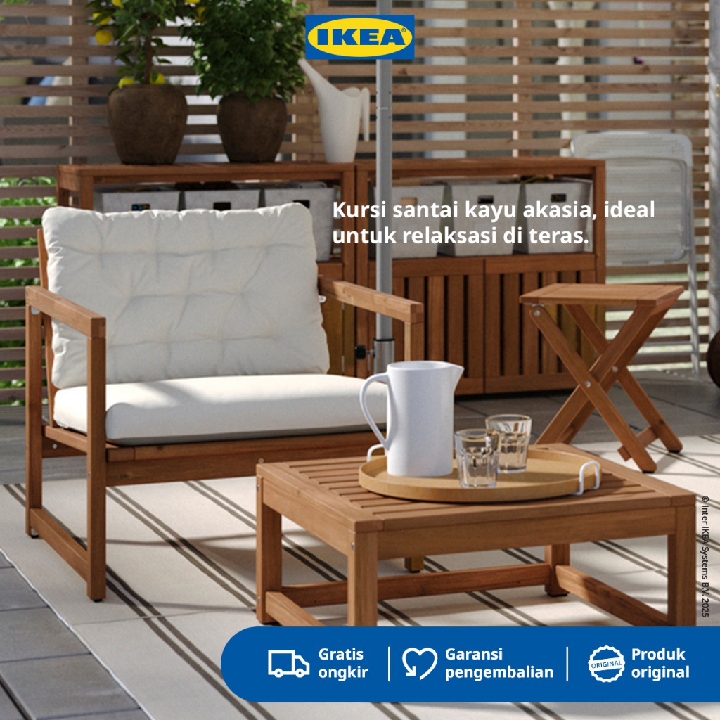 IKEA NAMMARO Kursi Santai Luar Ruang Diwarnai Cokelat Muda
