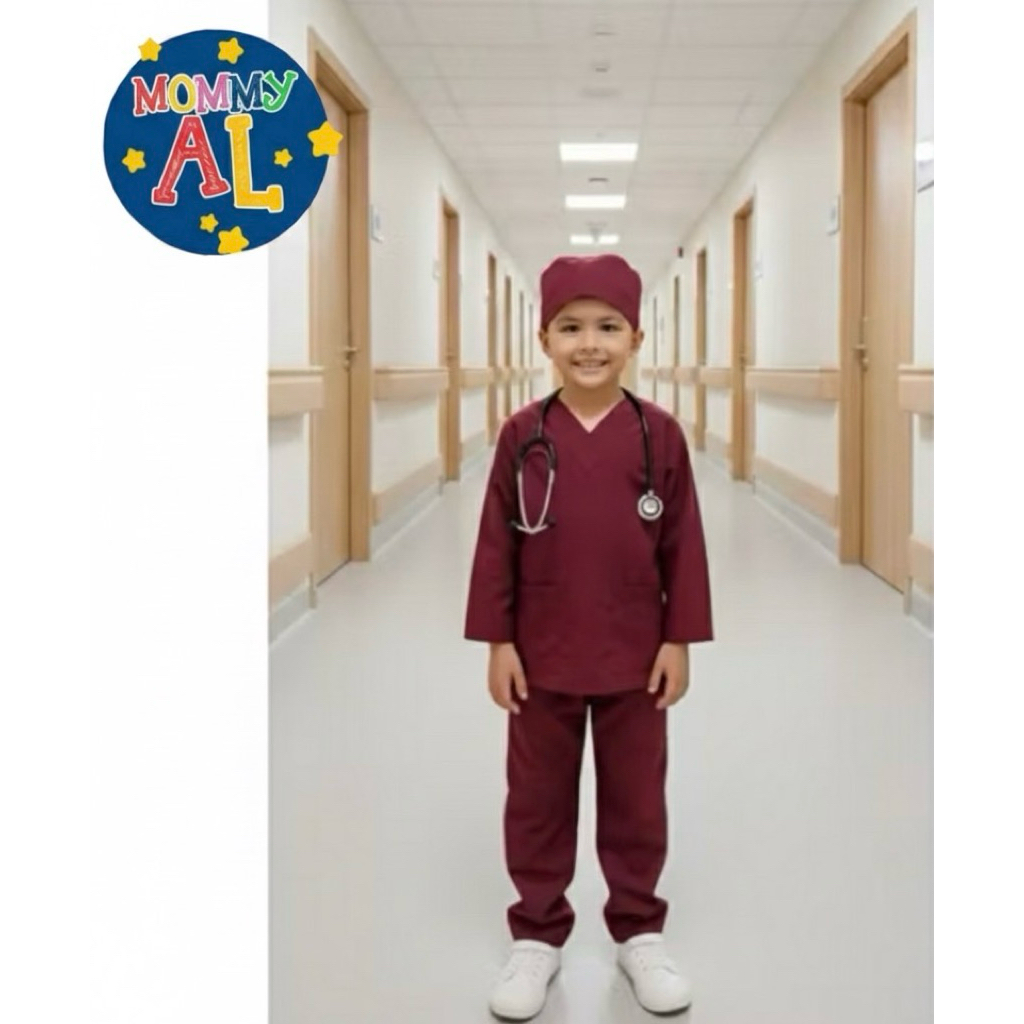 STELAN  DOKTER ANAK 1-10 TAHUN TANGAN PANJANG/BAJU DOKTER BEDAH/BAJU OKA/BAJU DOKTER ANAK/BAJU PROFE