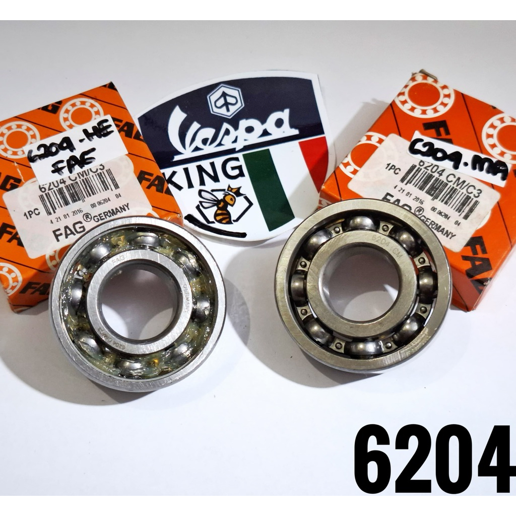 bearing laher 6204 CM/C3 FAG bearing laher as roda belakang vespa klasik vbb super sprint px ps exce