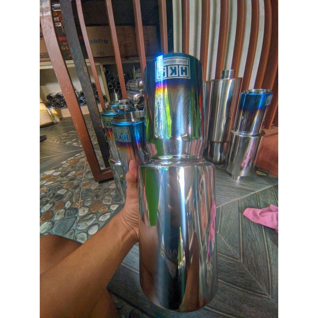 Knalpot Racing Mobil HKS Double Cover Full Stainless