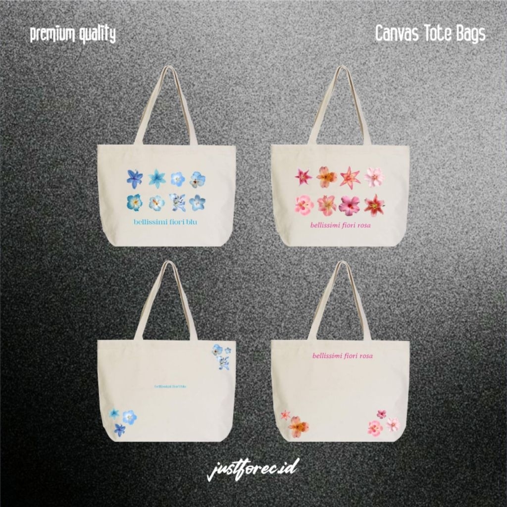 [JUSTFOREC.ID]Totebag Kanvas Trendy design flower– Tas Kuliah / Kerja / Belanja / Healing