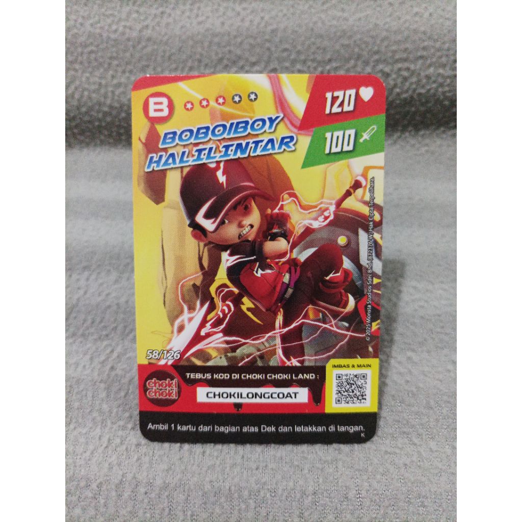 Kartu choki choki boboiboy monsta galaxy boboiboy halilintar 58/126