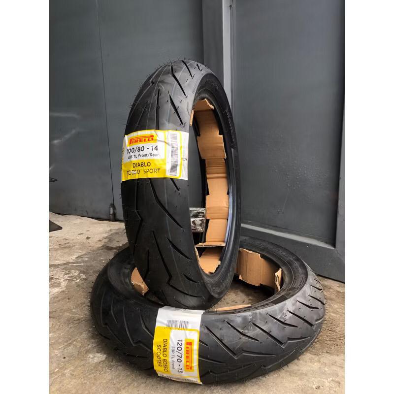 Paket Sepasang Ban ADV Vario 160 PCX 160 Pirelli Diablo Rosso Sport 100/80-14 Diablo Rosso Scooter 1