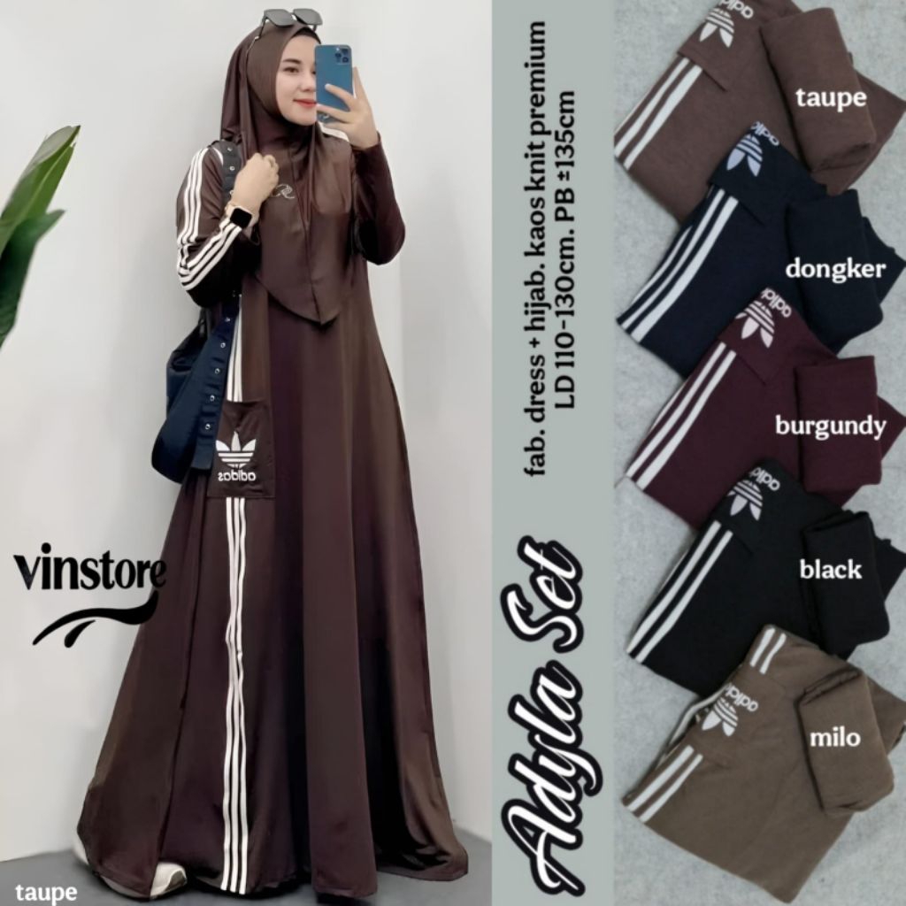 (( GAMIS SET JILBAB )) ADYLA FOMI BINTAN SANITA SHAFARA DRESS SET HIJAB POLOS ORI VINSTORE VALENT RA