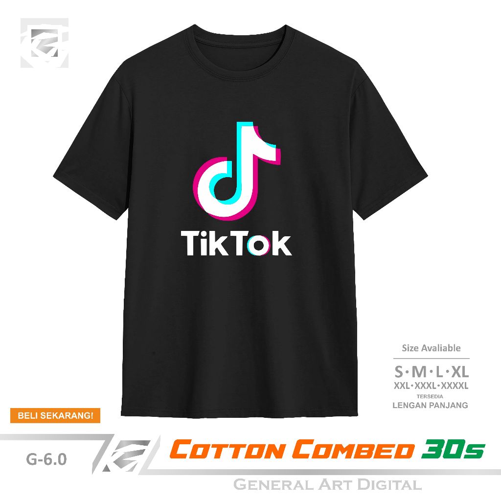 Baju Kaos Logo Tiktok T-Shirt pria wanita kaos Tiktokers