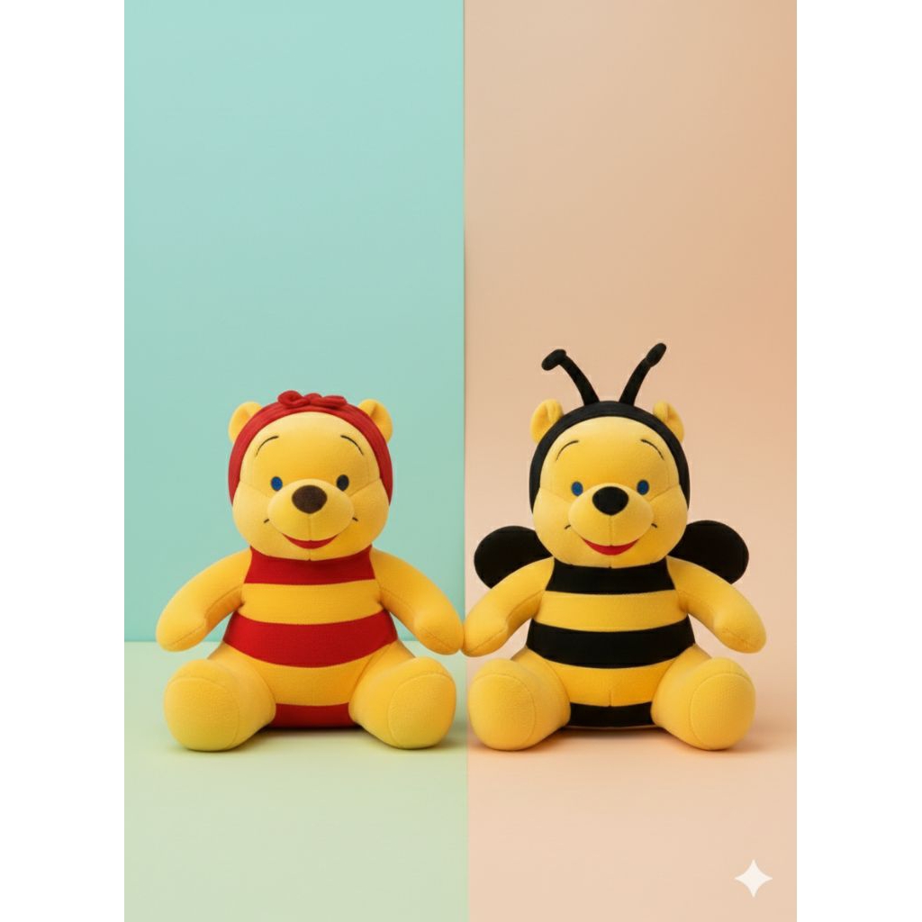 Boneka Winnie The Pooh Kostum Lebah Ukuran 40cm Velboa Isi Dakron Mainan Anak Lucu dan Nyaman Dolls
