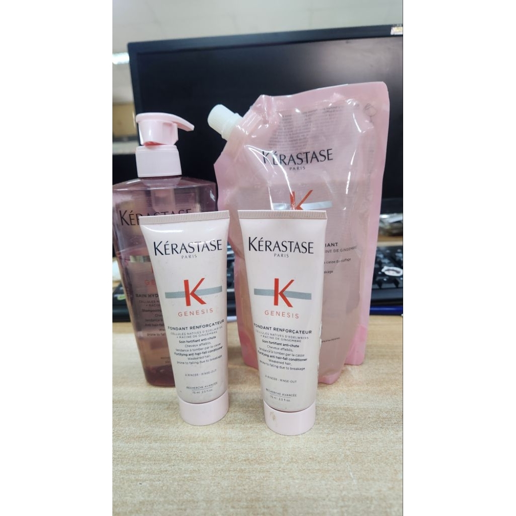 KERASTASE ANTI HAIR FALL GENESIS BAIN HYDRA FORTIFIANT (UNTUK RAMBUT RONTOK) REFILL 500ML & SISA 70%