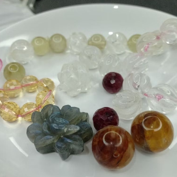 Spacer Batu Alam Natural Crystal Healing Labradorite Ruby CQ