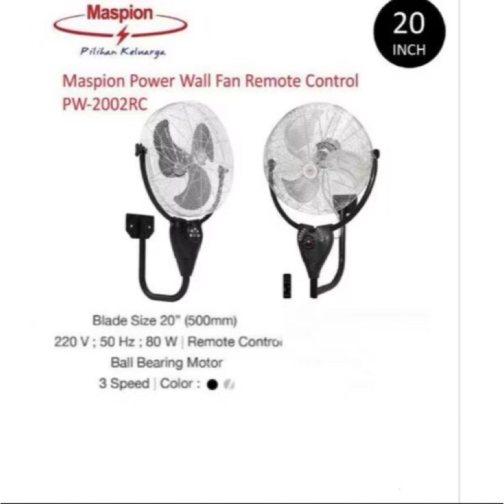 Maspion Kipas Angin Dinding Besi Remot 20 “ PW 2002 RC