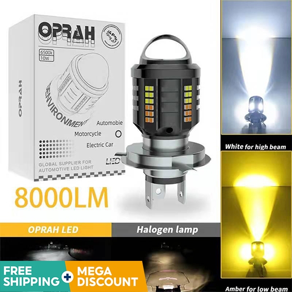 Lampu depan sepeda motor lampu LED bohlam H6 H4 balok dua warna sorotan sepeda motor