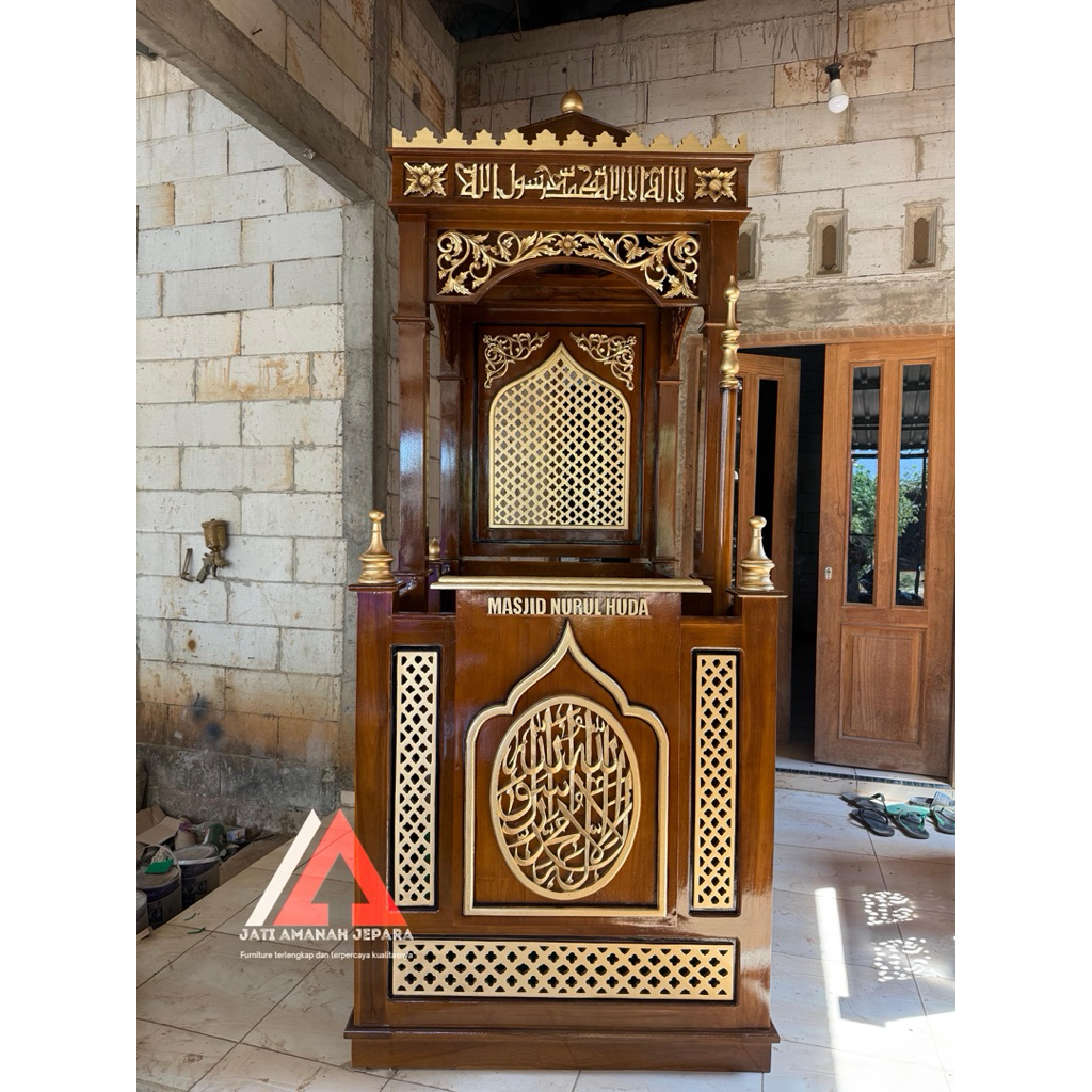 mimbar kubah, mimbar masjid kayu jati, mimbar masjid minimalis, mimbar minimalis, mimbar khutbah jum