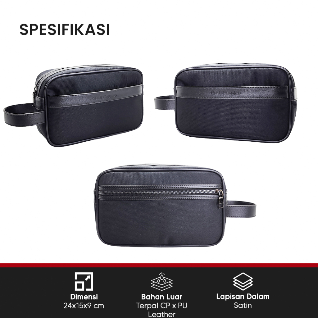 TAS CLUTCH PRIA HUSH PUPPIES 718 REG HITAM PREMIUM ORGANIZER | HAND BAG TRAVELING WATERPROOF