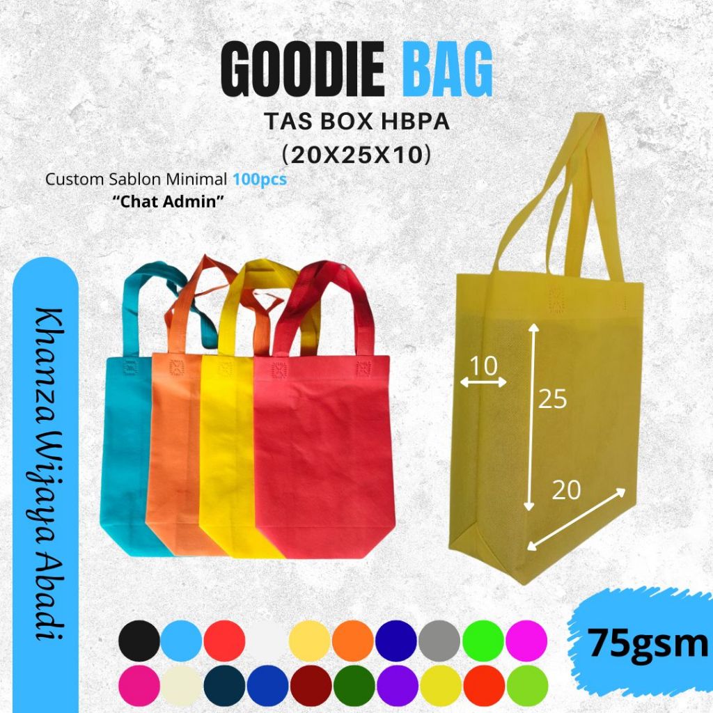 Tote bag polos ukuran 20x25 / tas box HBPA ukuran 20x25 / souvenir / hampers / goodie bag / harga ko