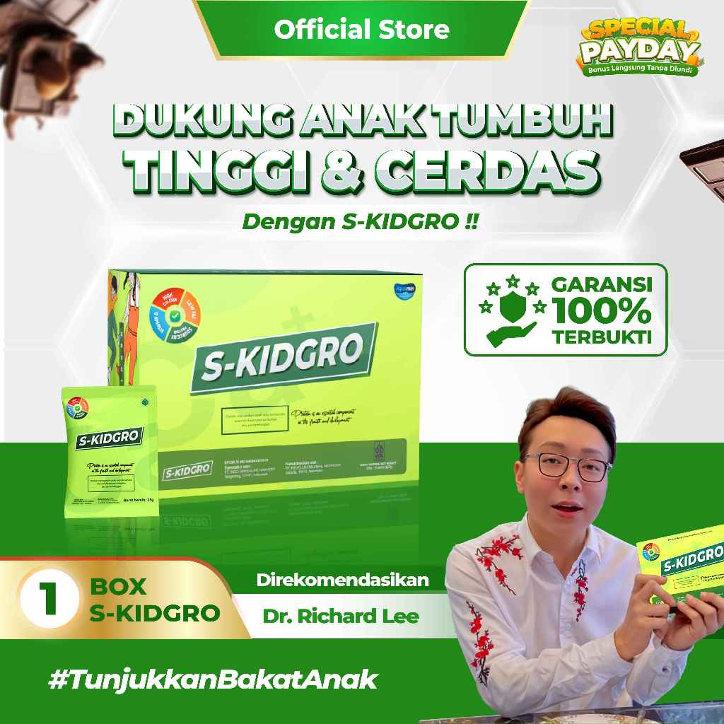 S-KIDGRO 1 BOX – Susu Peninggi Badan Anak Usia 2–15 Tahun Tinggi Kalsium & DHA