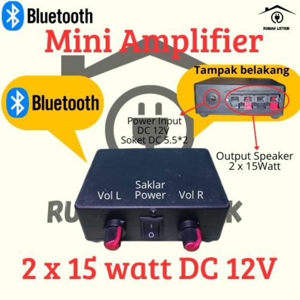 Mini Amplifier Bluetooth 2x15watt power mini 12 volt power Bluetooth