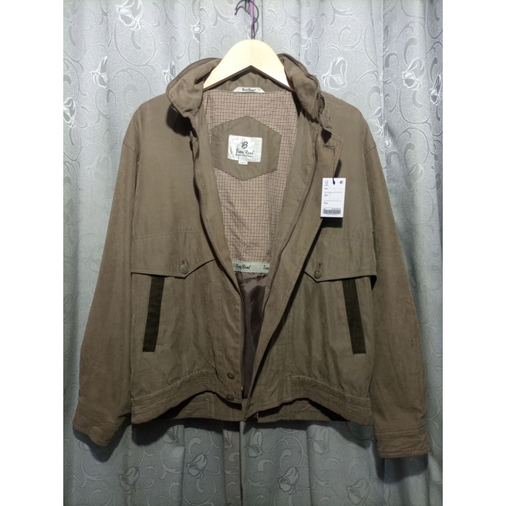 Jaket Vintage Horington Troy Bros Original Suede Hidden Hodie_Brown_Size L-XL