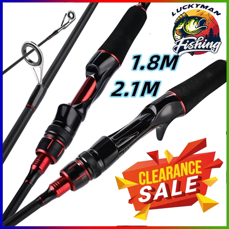 LUCKY MAN Joran Pancing Carbon Sutet 2 Bagian Tongkat Pancing M Power Untuk Air Tawar Dan Laut