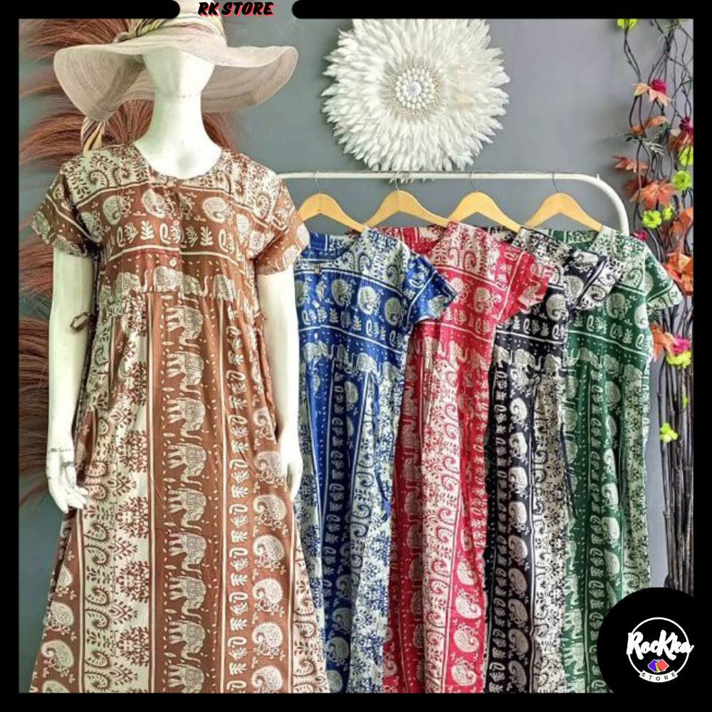ROCKKA DASTER DRESS CHIBI LONG BAHAN ADEM SEJUK / DASTER KEKINIAN / BAJU HAMIL ALL SIZE FIT TO XXL /