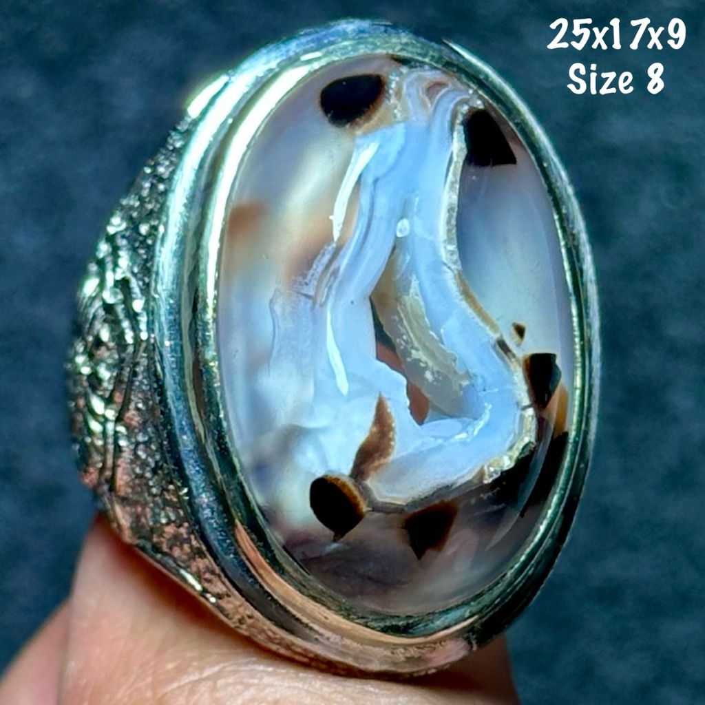 Cincin Batu Akik Natural Yaman Junder Segitiga Combong Alami Jumbo Jenong Kristal (asli alam)