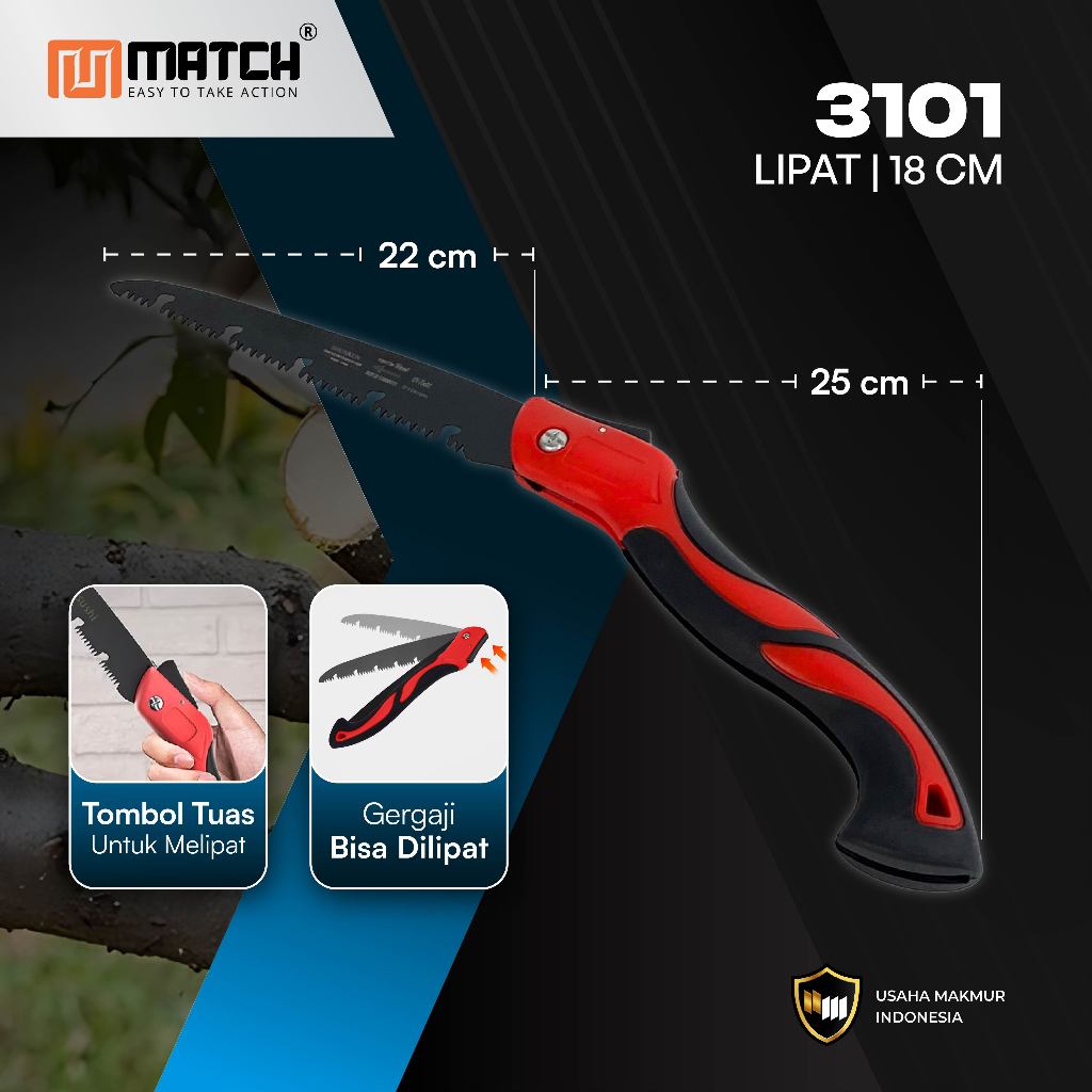 GergajI Potong Kayu Lipat Super Tajam Aman Portable Panjang 250mm 180mm Awet Berkualitas 3102
