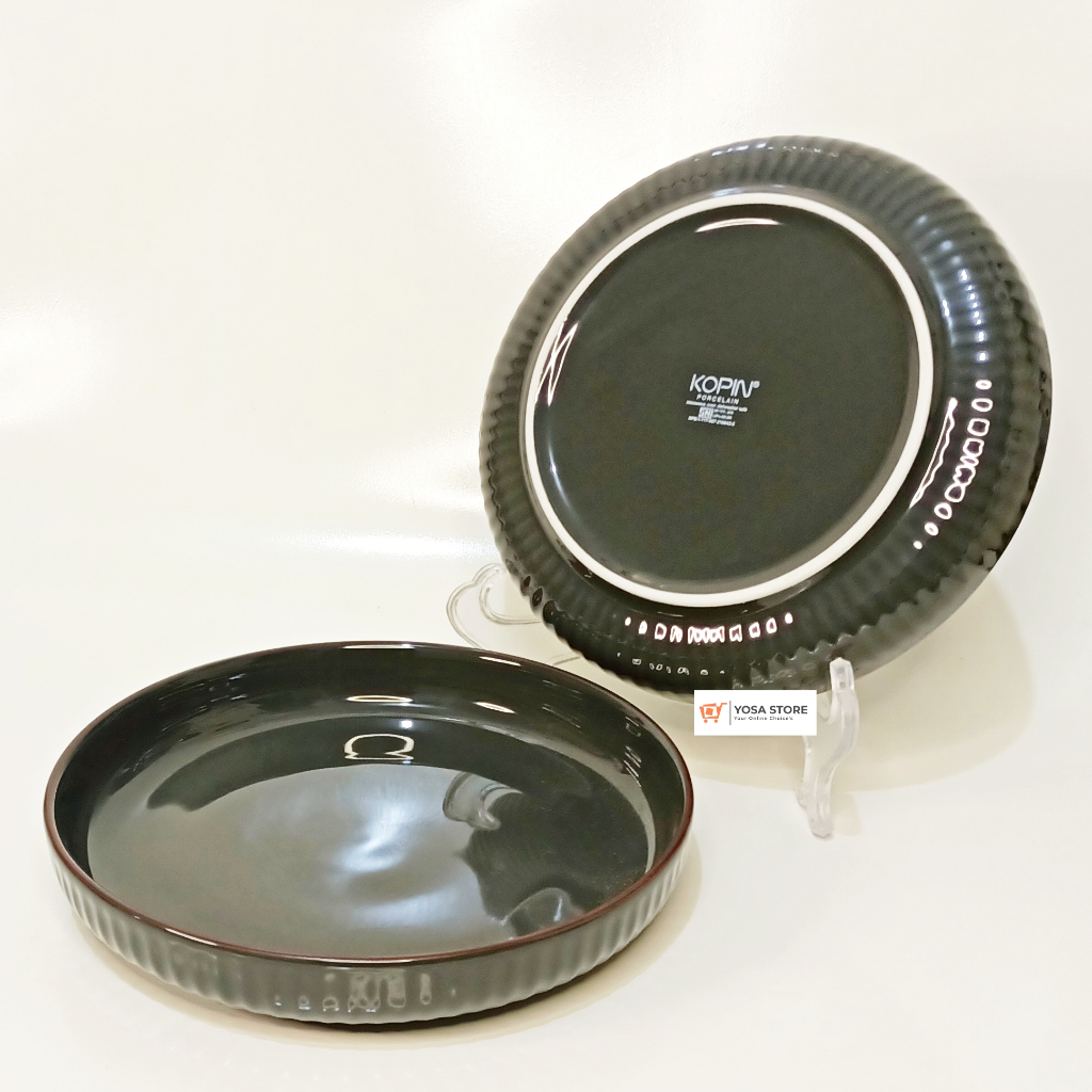 Piring Keramik  Ramekin Salad Fruit Plate 23cm Abu Tua Kedaung Home 1 Pc