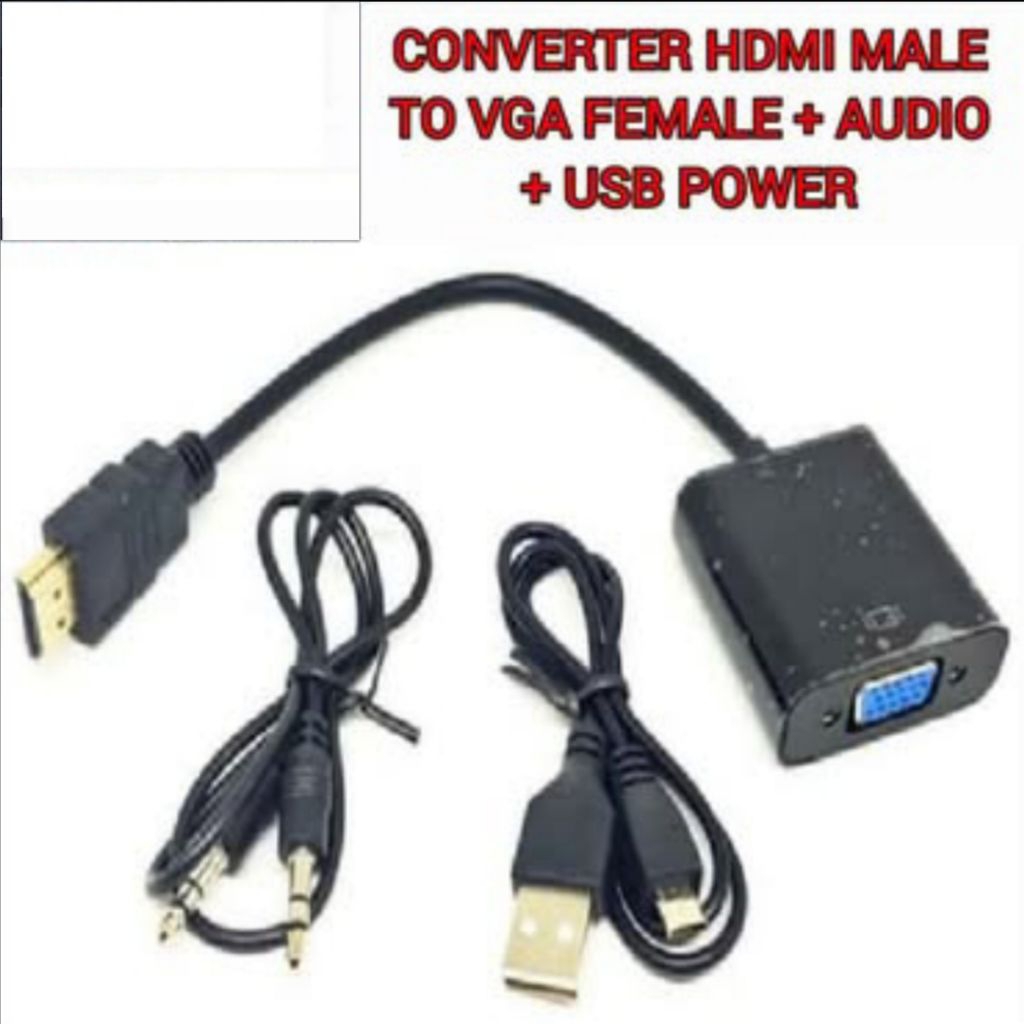 KONVERTER HDMI MALE TO VGA FEMALE + AUDIO + USB POWER