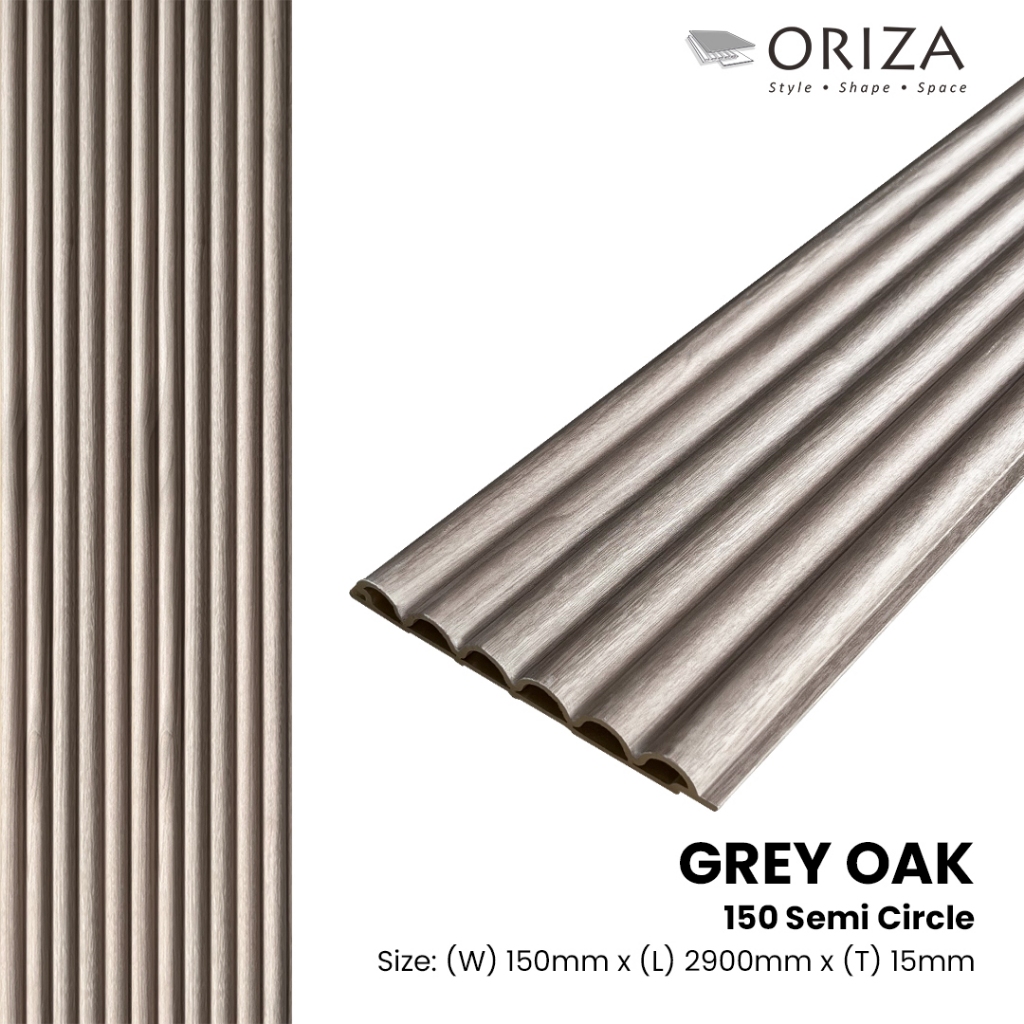 Oriza Wall Panel WPC 150 Semi Circle - Grey Oak