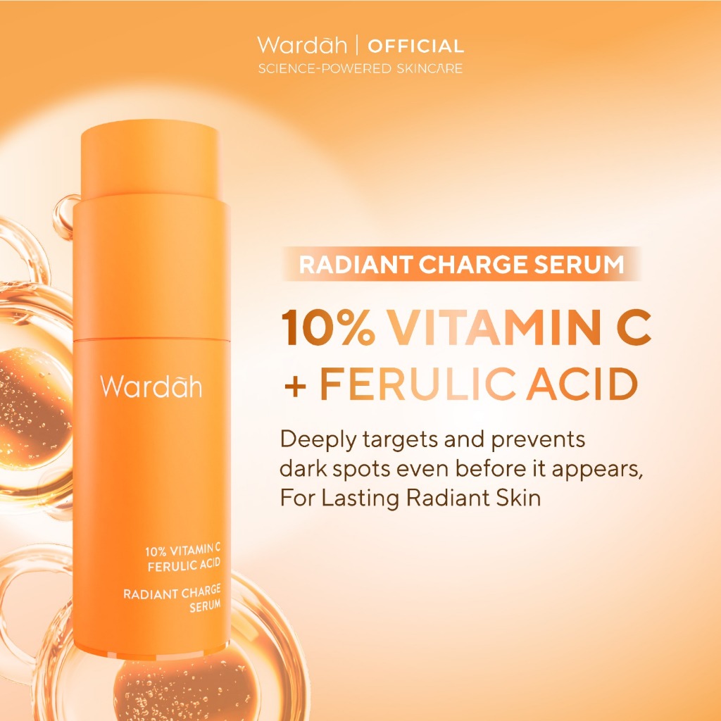 WARDAH 10% Vitamin C + Ferulic Acid Radiant Charge Serum 20 ml - Brightening Serum yang Menghilangka