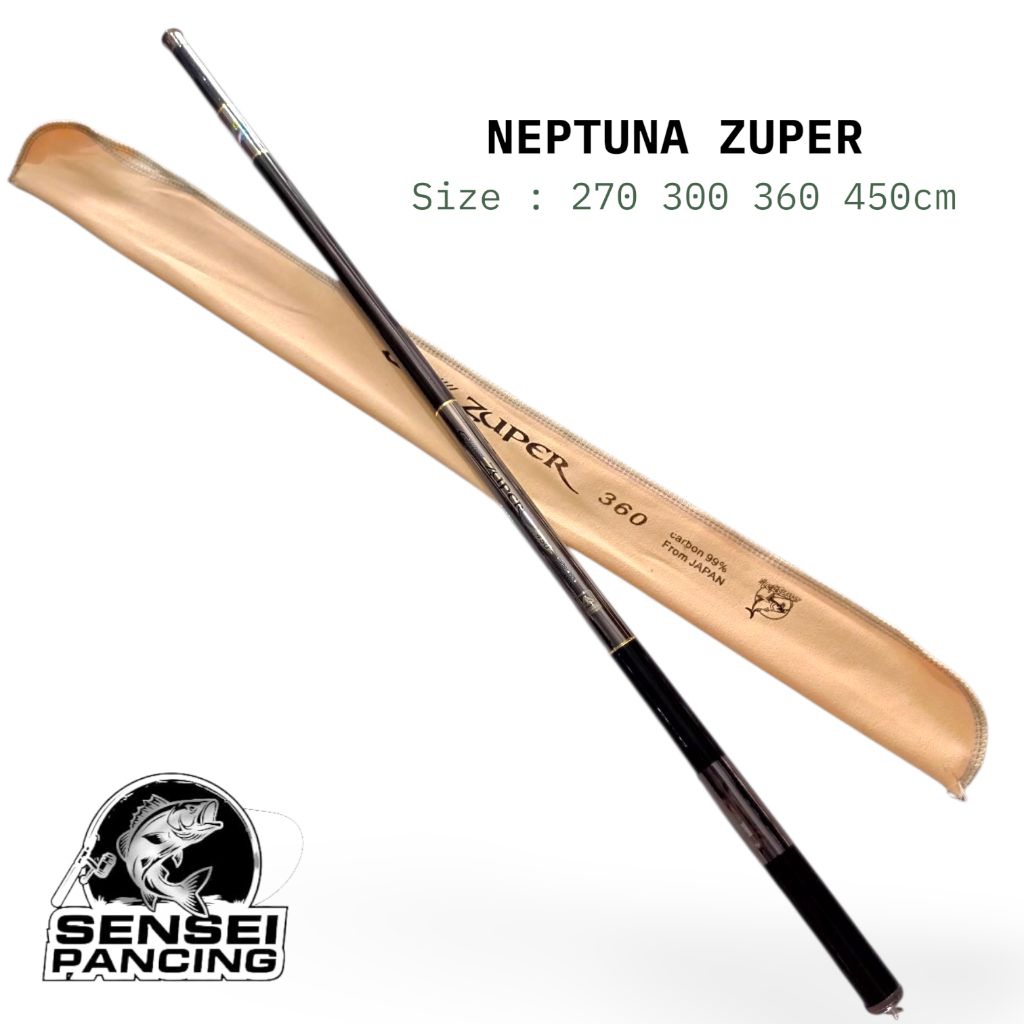 Joran Tegek carbon Neptuna Zuper ruas panjang action medium lentur 270 300 360 450cm