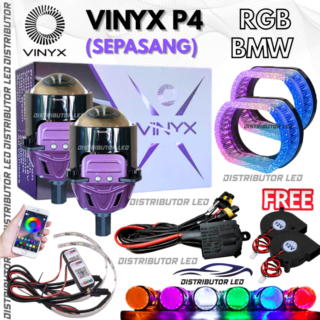 PAKET LENGKAP BILED VINYX P4 2,5 INCH 65 WATT 2.5 INCH PURPLE LENS BILED VINYX