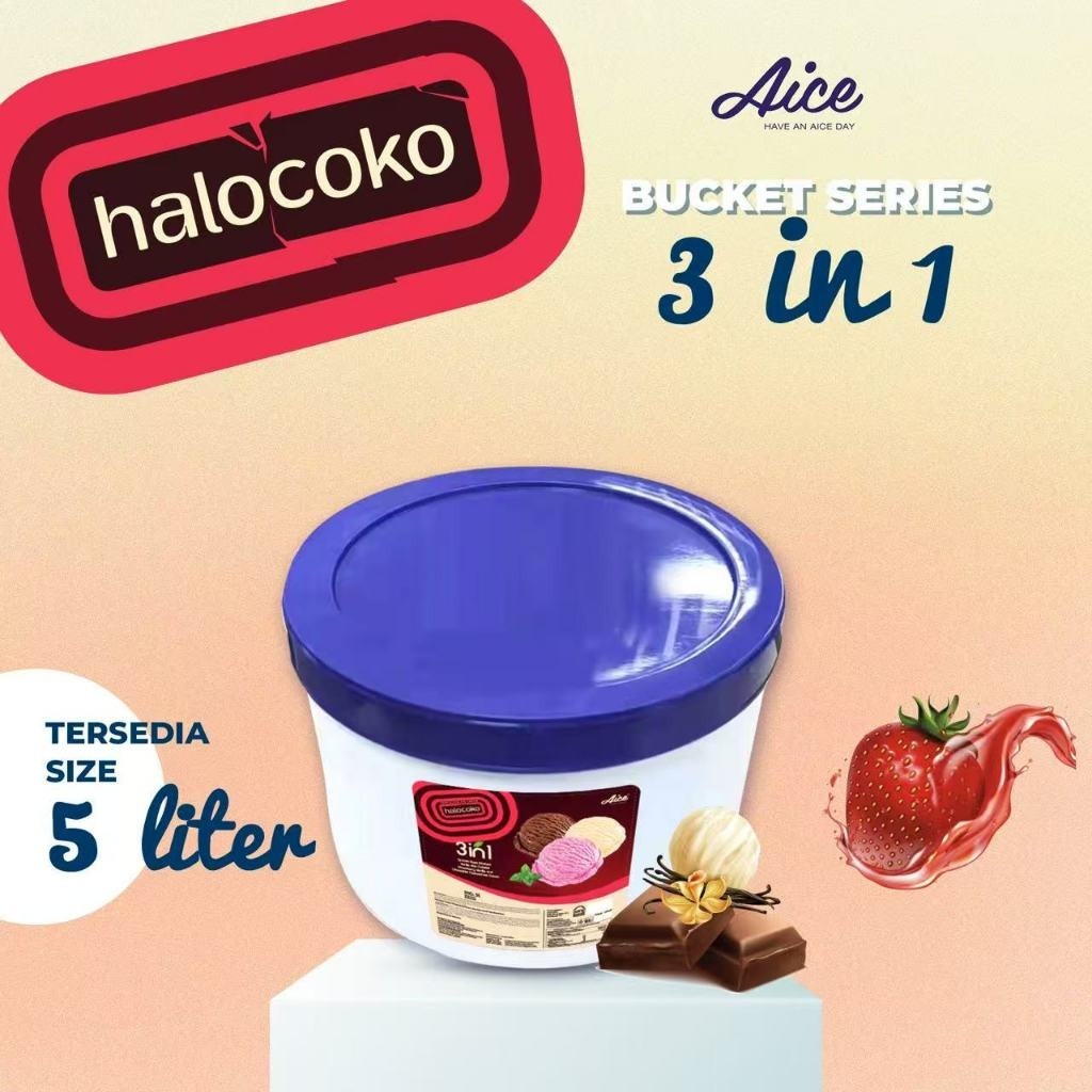 AICE 3in1 Bucket Ice Cream Es Krim Ember 5L Eskrim X Halocoko 3in1 5 Liter es krim