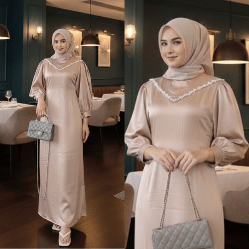 Claudya dress baju kondangan murah lengan balon elok dress lengan puffy sale baju kondangan rok umbr
