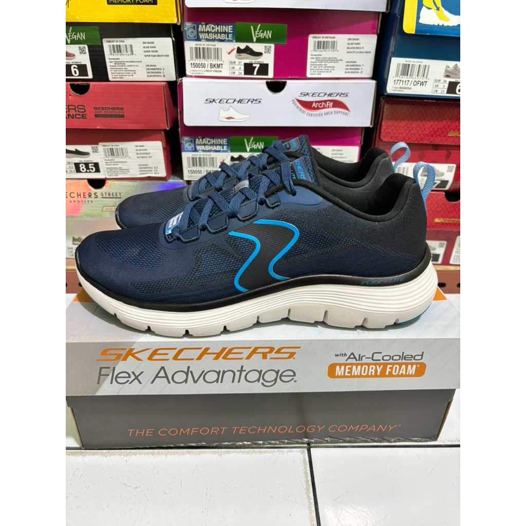 SIZE 42 (27cm) SEPATU SKECHERS FLEX ADVANTAGE 5.0 232828NVBL NAVY BLUE MEN ORIGINAL